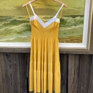 NWT Eva Franco yellow Jolie tiered knit midi dress